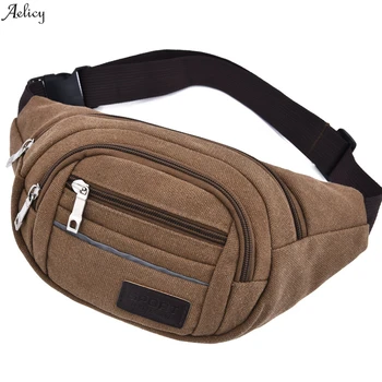 

High Quality Cell Phone Pocket Zipper Square Couple Fashion Neutral Canvas Solid Color Casual Sports Pockets Shoulder Bag 2019