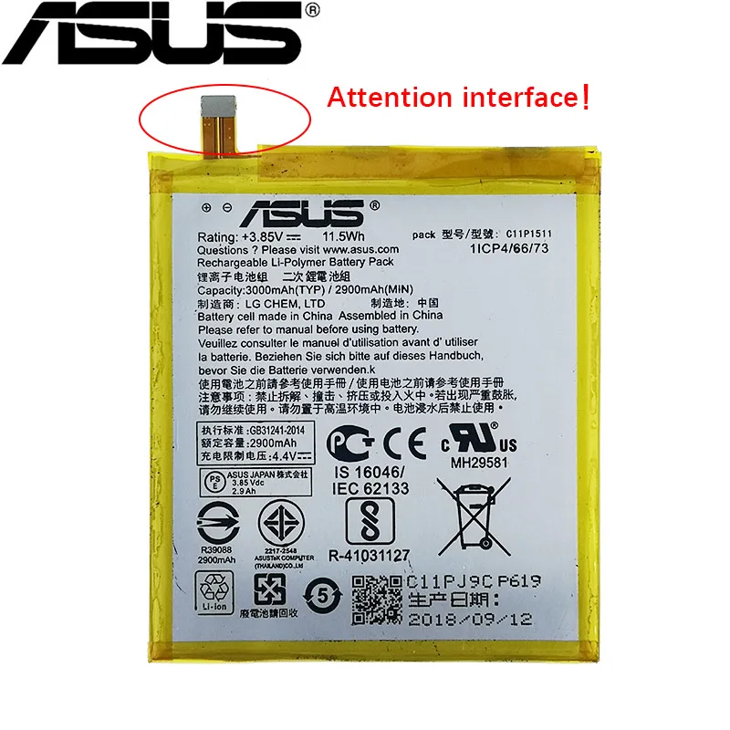 

ASUS 100% Original 3000mAh C11P1511 Battery For Asus ZenFone3 Ze552kl Z012da Phone Latest Production High Quality Battery