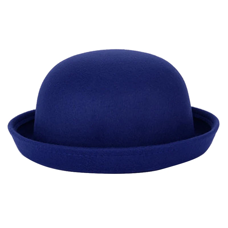 Коллекция года, весенне-осенняя женская шляпа, классическая шляпа, Femme, имитация шерсти, шапка, шапки, милая однотонная черная шляпа-котелок для девочек