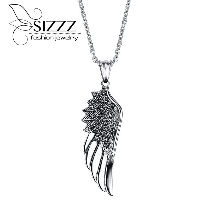 

2016 Fashion Jewelry Silver Angel Wing Pendant Necklace Top Quality Cubic Zirconia Necklace For Men