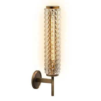 

Postmodern copper wall lamp luxury crystal living room wall lamp bathroom bathroom mirror headlight designer villa wall lamp