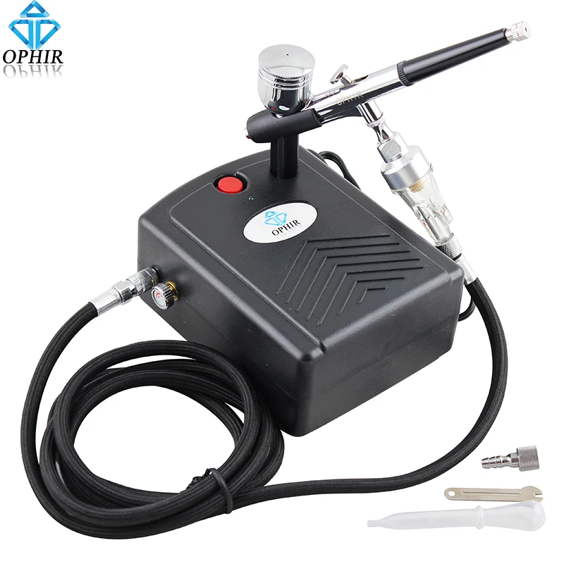 OPHIR 0.3mm Dual-Action Airbrush Kit with Mini Air Compressor for Makeup Model Hobby Cake Decorating Nail Art _AC034+AC004+AC011 OPHIR 0.3mm Dual-Action Airbrush Kit with Mini Air Compressor for Makeup Model Hobby Cake Decorating Nail Art _AC034+AC004+AC011