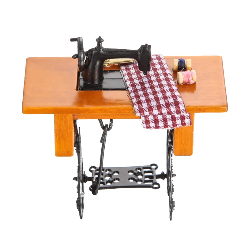 Mini 1:12 Simulated Sewing Machine With Thread Scissors Cloth Fun Kids Pretend Play Game Toy Dollhouse Playing House Toys Set Mini 1:12 Simulated Sewing Machine With Thread Scissors Cloth Fun Kids Pretend Play Game Toy Dollhouse Playing House Toys Set