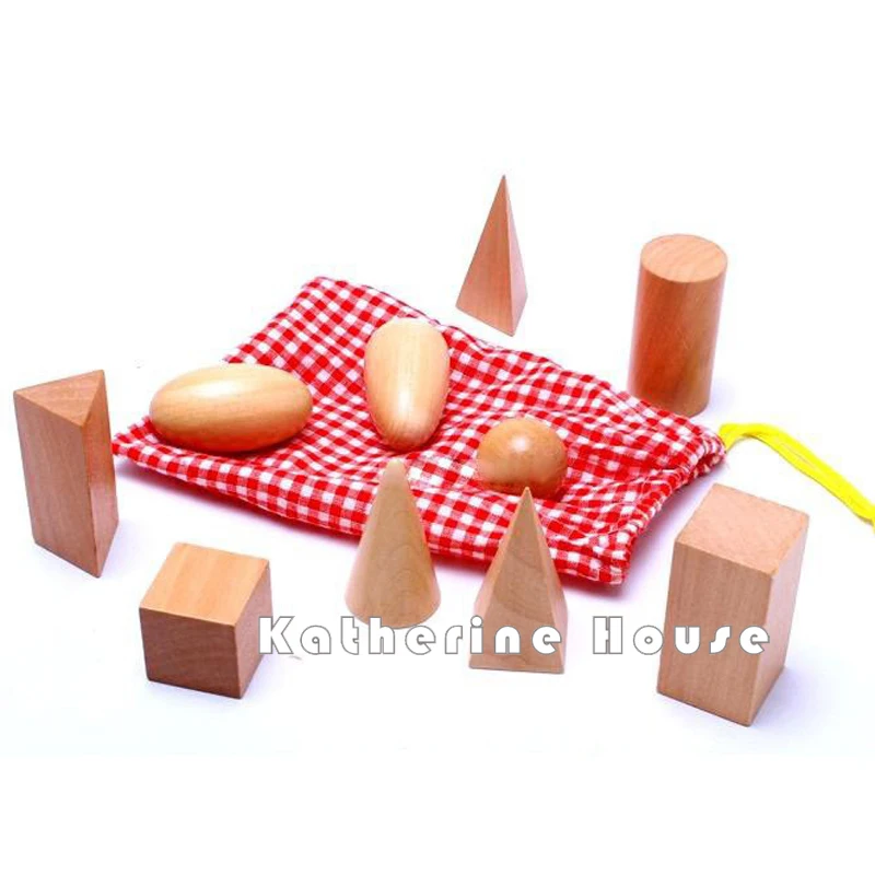 Math Toys Montessori Math Geometry Blocks Wooden Learning Education