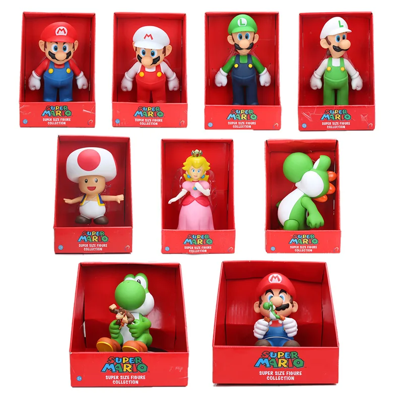 23cm Super Mario bros Figure Yoshi Peach Princess toad PVC Action Figure Toy Mario Luigi figure toy Doll