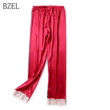 BZEL, шелковые атласные женские пижамные штаны, мягкая удобная одежда для сна, длинные штаны, ночное белье, женское однотонное кружевное белье, домашняя одежда, брюки