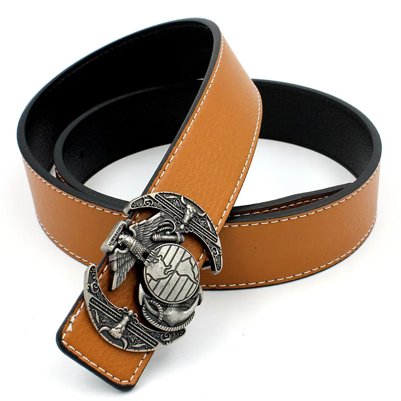 Belt Men Casual Split Leather Belts Women Black White Genuine Leather Belt Waist Vintage Pin ...