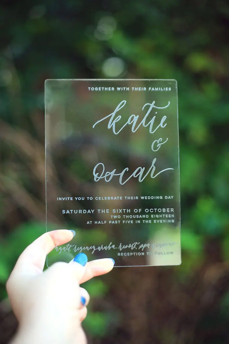 

Clear Acrylic Wedding Invitation, Luxury Unique Wedding Invitation