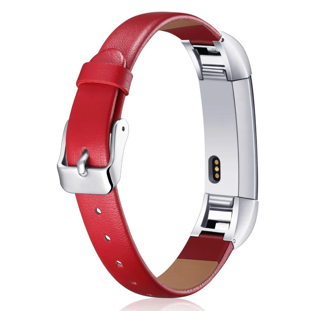 Роскошный браслет из натуральной кожи Для Fitbit Alta/Alta HR Tracker, высококачественный черный браслет - Цвет: Red