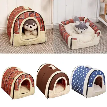 

Pet House 1PC Universal Pet House Brick Wall/Stars Foldable All Seasons Warm Cat Dog Nest Pets Cat Dog House Supplies