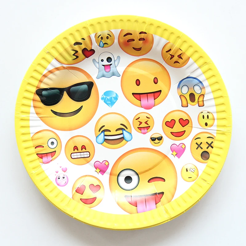 10pcs/lot Emoji Cartoon Design Paper Plate Disposable Plates For Kids Birthday Wedding Decorative Party Event Supplies | Дом и сад