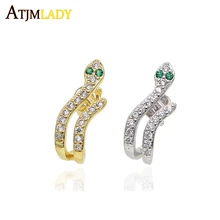 Милые Очаровательные животные дизайн прекрасный белый зеленый инкрустированный цирконами серьга со змеями шпилька для женщин Горячая Мода изящный милый Минимальный серьги