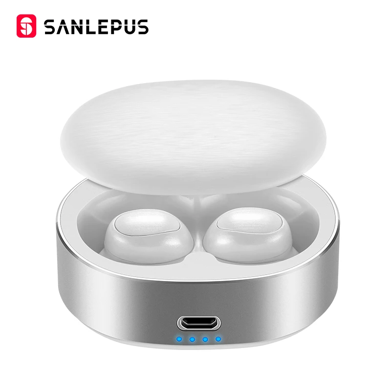 SANLEPUS TWS 5,0 Мини Bluetooth наушники Беспроводные спортивные наушники 3D стерео гарнитура шумоподавление наушники с микрофоном - Цвет: Белый