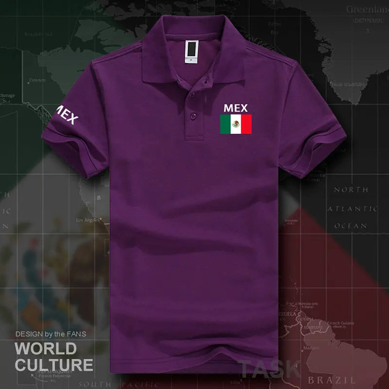 Мексиканские США, Мексика, поло, рубашки для мужчин, короткий рукав, белые бренды, с принтом для страны, хлопок, национальная команда, флаг, Новинка - Цвет: polo-Purple