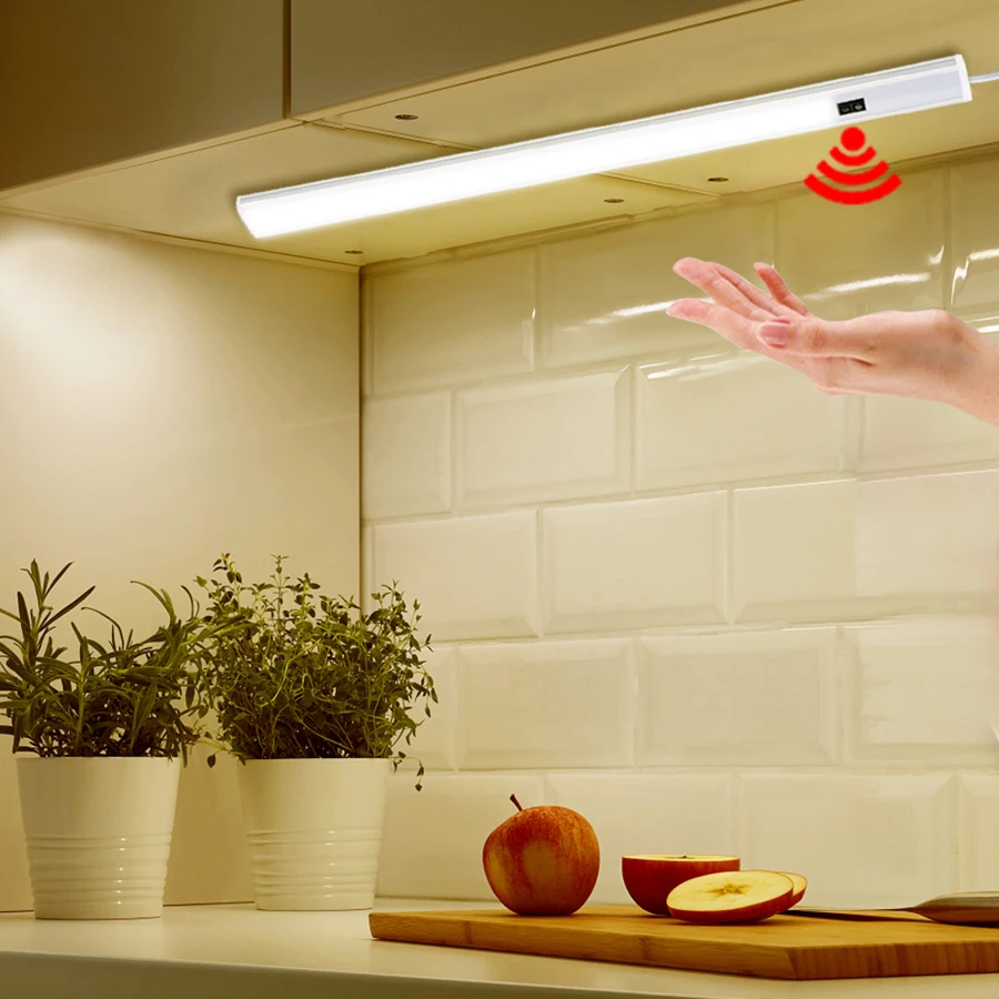 30 40 50 см Светодиодная подсветка под шкаф с ручным датчиком движения DC 12 В жесткий светодиодный светильник для кухни спальни шкаф