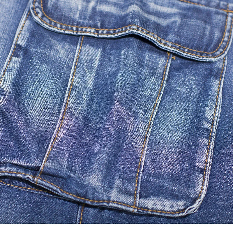 50-130kg Big Men Loose Jeans For Men Skateboard Denim Pants Mens Baggy Jeans Cargo Pockets Plus Size 40 42 44 46
