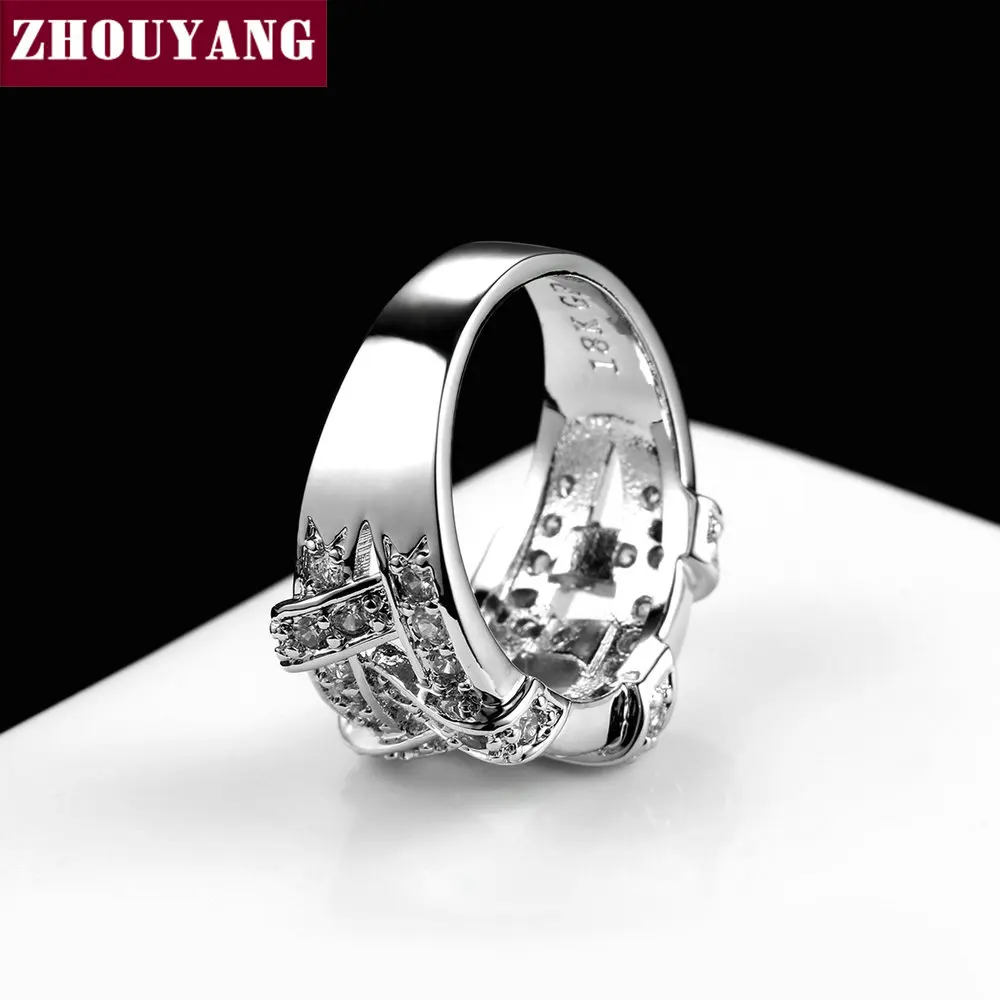 ZHOUYANG ZYR285 плетение серебряное кольцо ювелирное изделие без никеля стразы