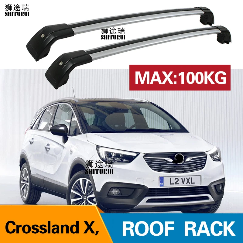 2 قطعة سقف القضبان لأوبل Crossland X SUV 2017 2018 سبائك الألومنيوم الجانب القضبان عبر القضبان حامل سقفي الأمتعة CUV SUV