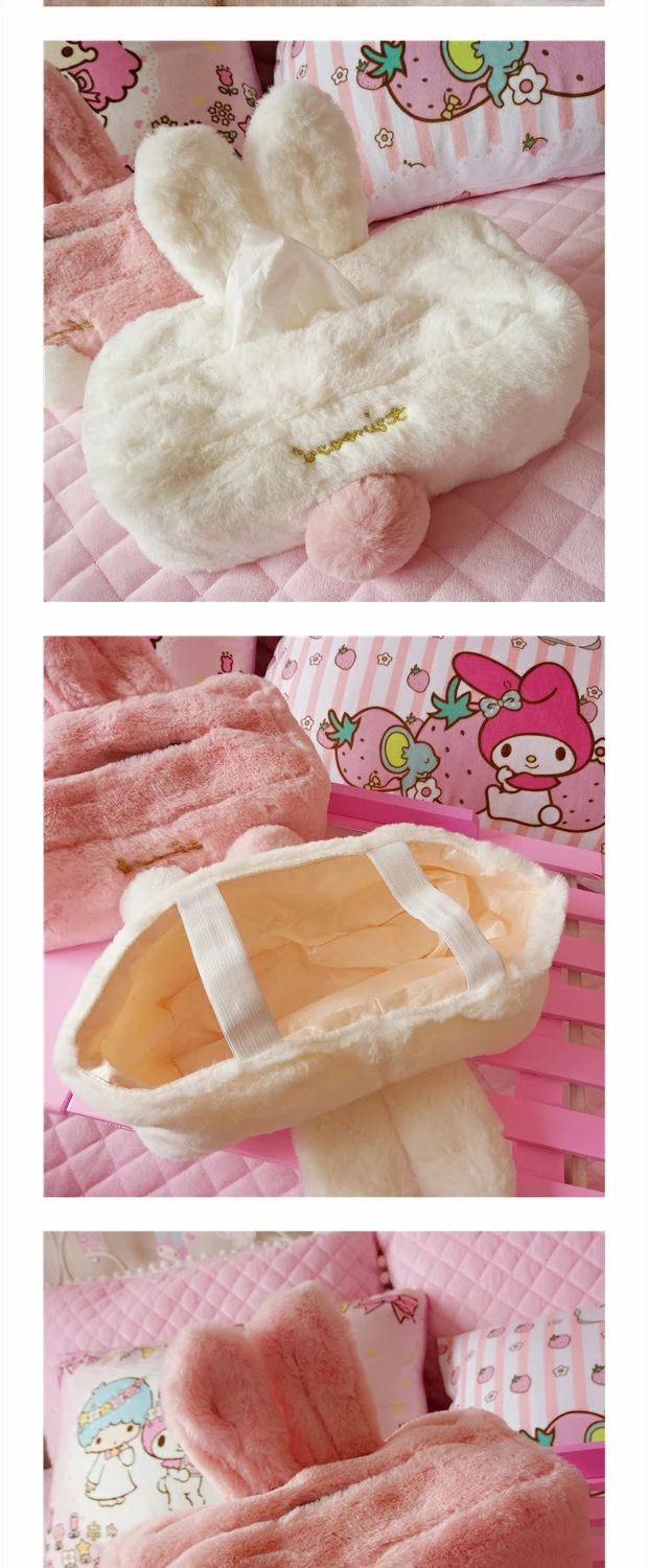 IVYYE Kawaii Rabbit аниме, плюшевая коробка для салфеток, домашняя бумажная Обложка, украшение, мультяшный держатель, автомобильный карман, коробка унисекс для девочек, Новинка
