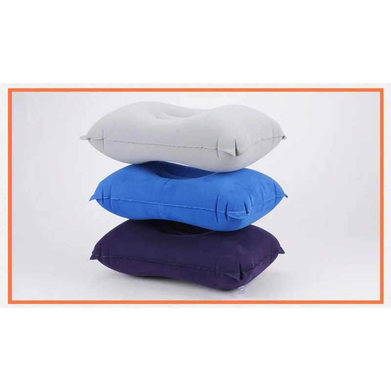 Portable Pillow Travel Air Cushion Inflatable Double Sided Flocking Cushion Camp Beach Car Plane Hotel Head Rest Bed Sleep