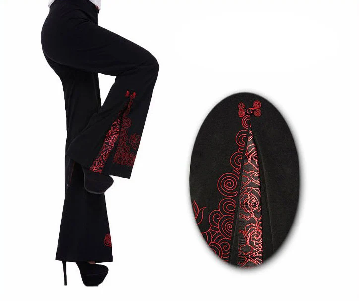 Новое поступление, много дизайнов, китайские традиционные женские расклешенные брюки с цветочной вышивкой, брюки WP02 - Цвет: No 10
