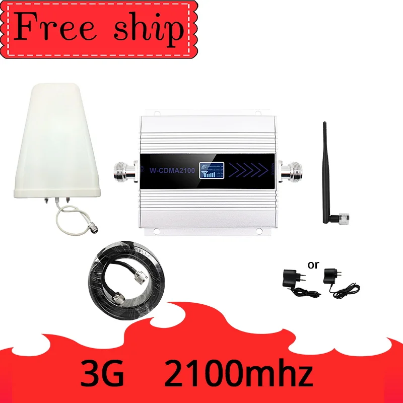 

3G Ripetitore 2100MHz Repeater LCD WCDMA 2100 MHZ Mobile Signal Booster Amplifier Cell Phone Amplifier 5dbi Whip Antenna