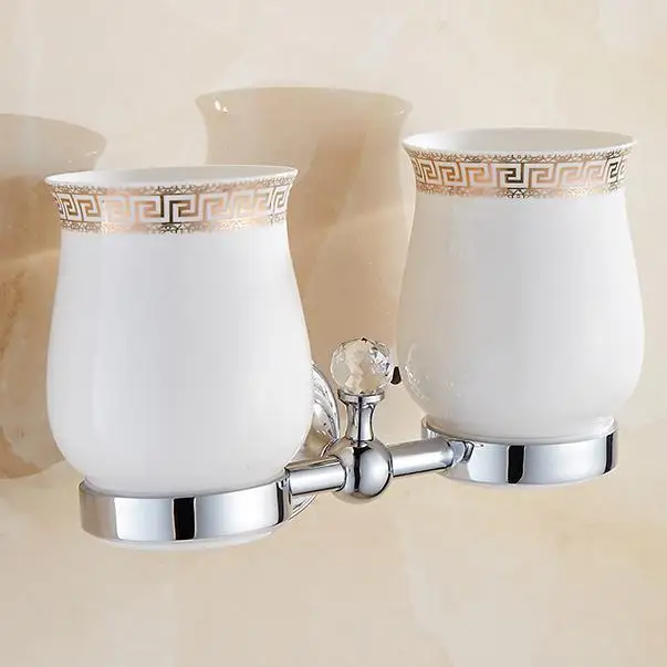 Европейские серебряные хрустальные аксессуары для ванной комнаты, хромированная отделка, керамическая пластина, антикварные аксессуары для ванной комнаты, подвесной костюм AX09 - Цвет: L