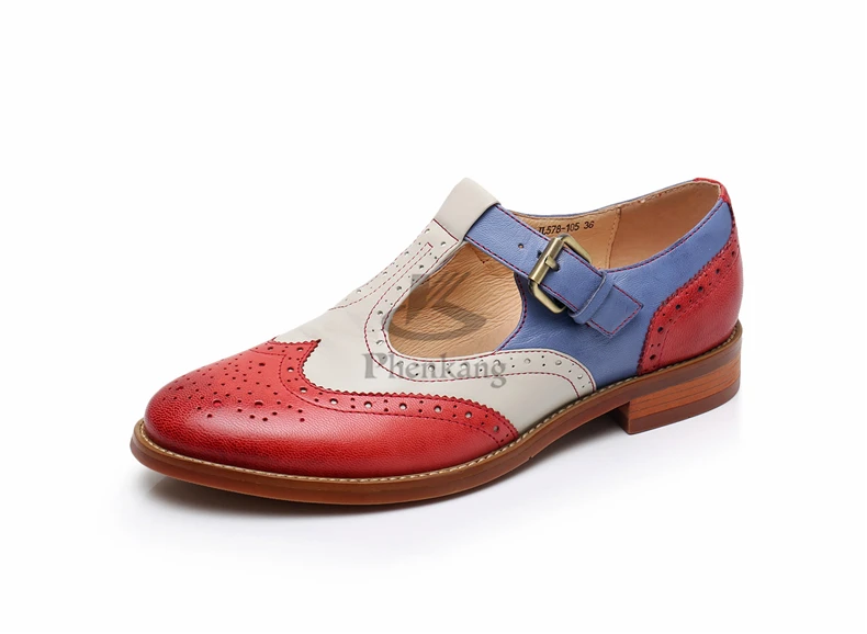 Yinzo/Дизайнерские Туфли-броги из натуральной кожи; винтажные туфли на плоской подошве ручной работы; Цвет зеленый, красный, желтый; женские туфли-оксфорды; сезон весна-лето; американский размер 9