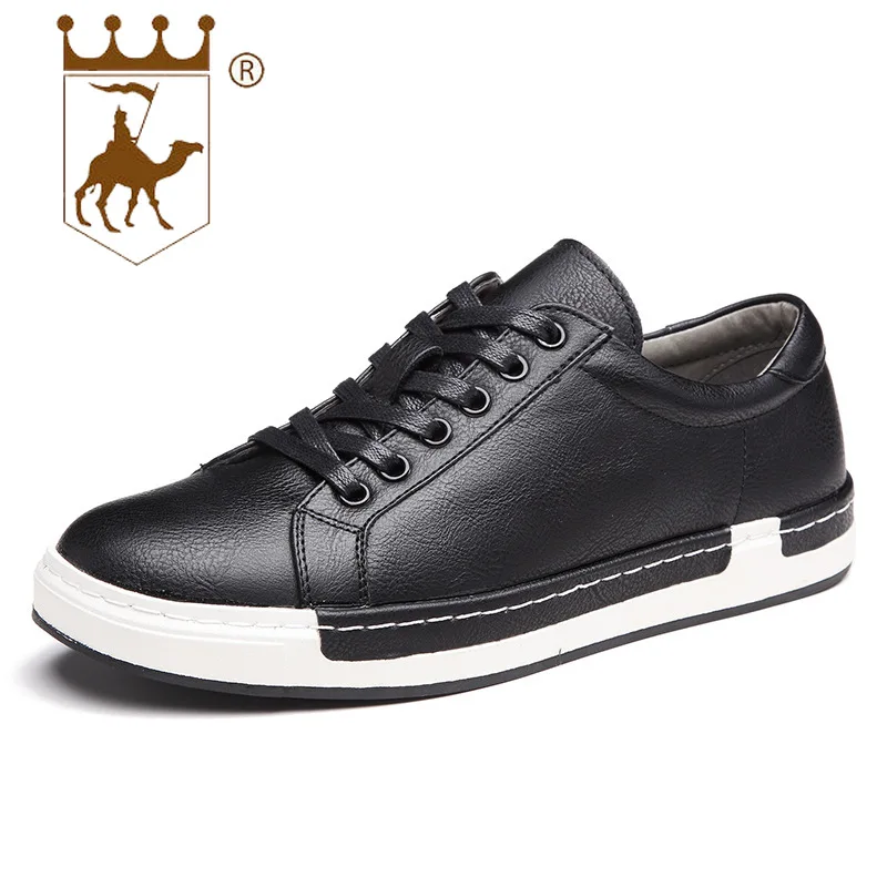

BACKCAMEL 2018 New Men's Leather Shoes Flat Male Casual Board Shoes Large Size38-46 Breathable Non-slip Comfort Vulcanized Shoes