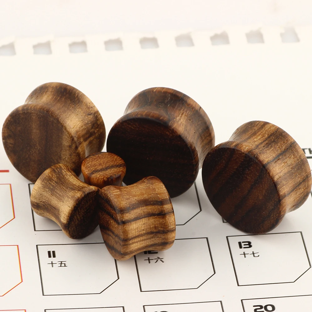 

TIANCIFBYJS Organic Wood Flesh Tunnels Double Flared Ear Stretcher Saddle Ear Plugs Gauge 6- 20mm Body Piercing Jewelry 80pcs
