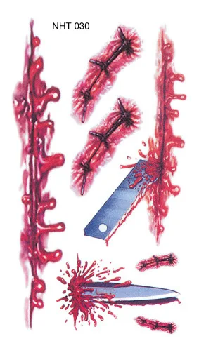 Nicro тату для Хэллоуина Зомби Шрамы Татуировки с поддельной паршей кровавый макияж Хэллоуин украшения ран страшная кровь травма наклейка# ot52 - Цвет: NHT 030