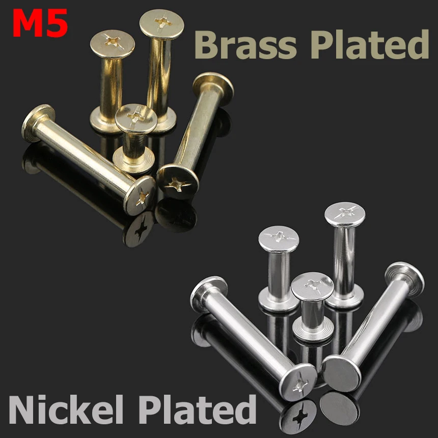 M5 M5x6 M5 * 6 из углеродистой стали Латунь никелированная фотоальбом ногтей оснастки заклепки книжные Butt привязки сборки болт чикаго винт
