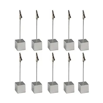 

Card Holder Cube Memo Holder Card Clip Photo Office Holder Note - 10 pieces (Silver)