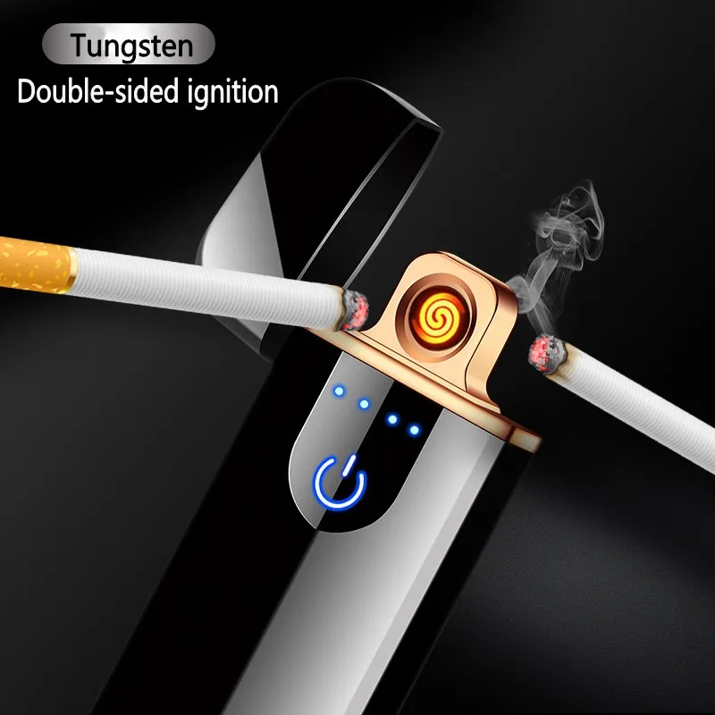 

Metal mini Electric Lighter Touch Screen Rechargeable Lighters USB Cigarette Lighter Windproof Electronic Cigarette Accessories