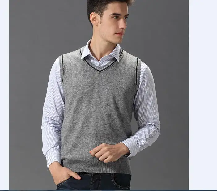 High-quality-mens-wool-sweater-vest-causal-office-man-v-neck-knit-vest ...