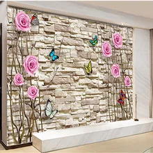 Пользовательские 3D печать DIY ткань и текстильные обои для фотообои матовый шелк для гостиной цветы кирпич Бабочка Настольный Топ