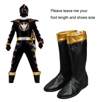 

Dino Thunder AbareBlack Boots Zyuranger Cosplay Shoes Hero Group Halloween TV Show Cosplay Accessories Black Yellow Adult Props
