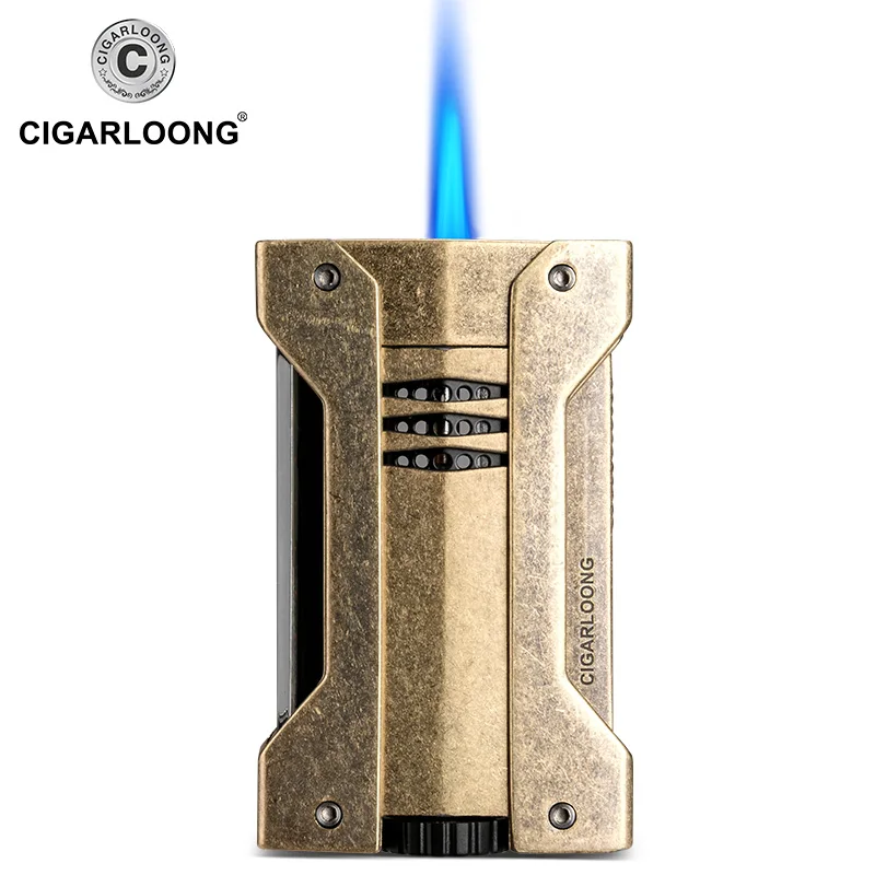 Cigar Lighter 6 Colors Optional Portable Metal Torch Jet Flame Cigarette Lighter Gas Butane CL-1051 butane gas lighter cigarette lighter