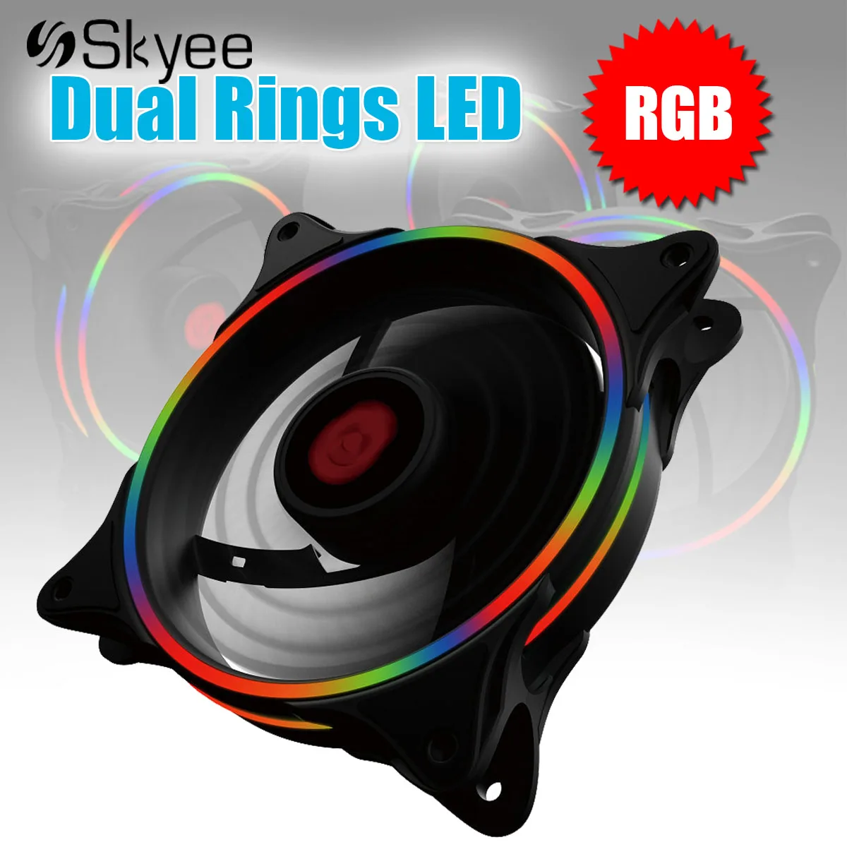 

120mm Dual Ring RGB LED Lights Cooling Fan PC Computer Case Cooler Cooling Fan ABS 4pin 3pin Interface Low Noise Radiator Fan