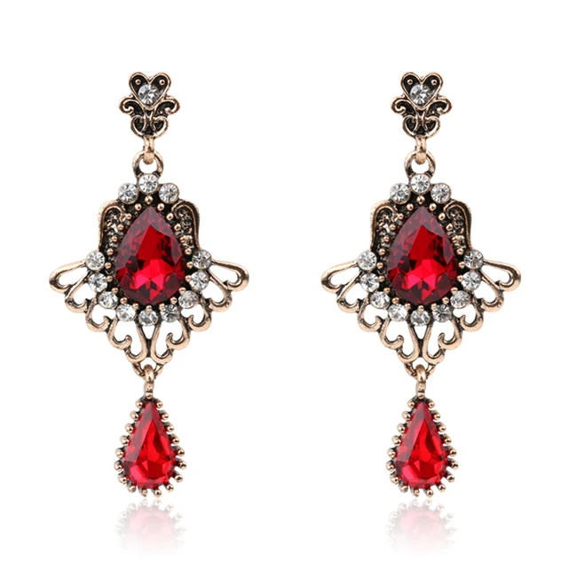 2017 Luxury Turkish Red Gl Earrings For Women Vintage Look 2017 Luxury Turkish Red Gl Earrings For Women Vintage Look Feather Wings Crystal Rose Gold