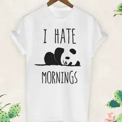 Дизайн футболка Новинка 2019 года печати I Hate Mornings футболка панда Маленькие котята сна кофе крутая