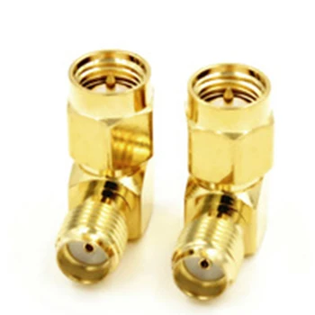 

2pcs/lot SMA Male to SMA Female Right Angle In Series RF Adapter Connector