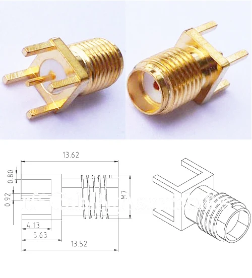 

wholesale SMA female jack Panel Mount PCB Solder straight goldplated connector
