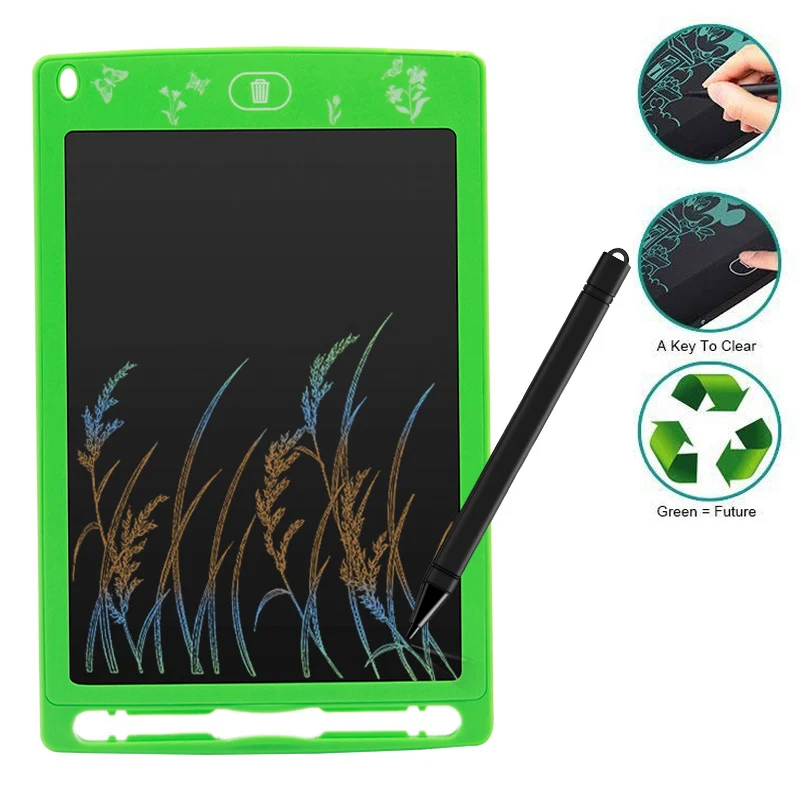 Портативный 8,5 ''цветной ЖК-планшет для письма, цифровой графический планшет для рисования, доска, электронный блокнот для рукописного ввода, для дома, офиса, детей - Цвет: Green