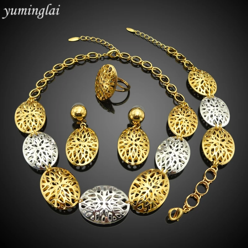 Hot Sale 24k Gold Color Plated Jewelry Sets Luxury Costume Jewelry Sets FHK3186 black friday-in ...