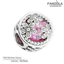 Аутентичное бусины из стерлингового серебра 925 завораживающее украшение с луговыми цветами Подвески бусины для изготовления ювелирных изделий Подходит Пандора браслеты Berloques
