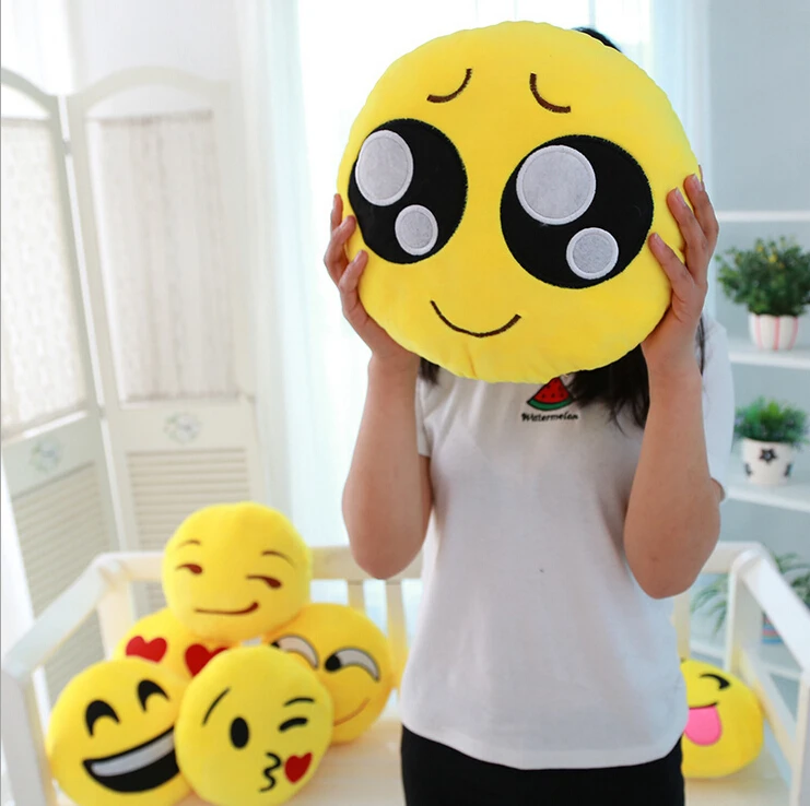 30cm Round Soft Emoji Smile Emoticon Cushion Stuffed Plush Toys Doll