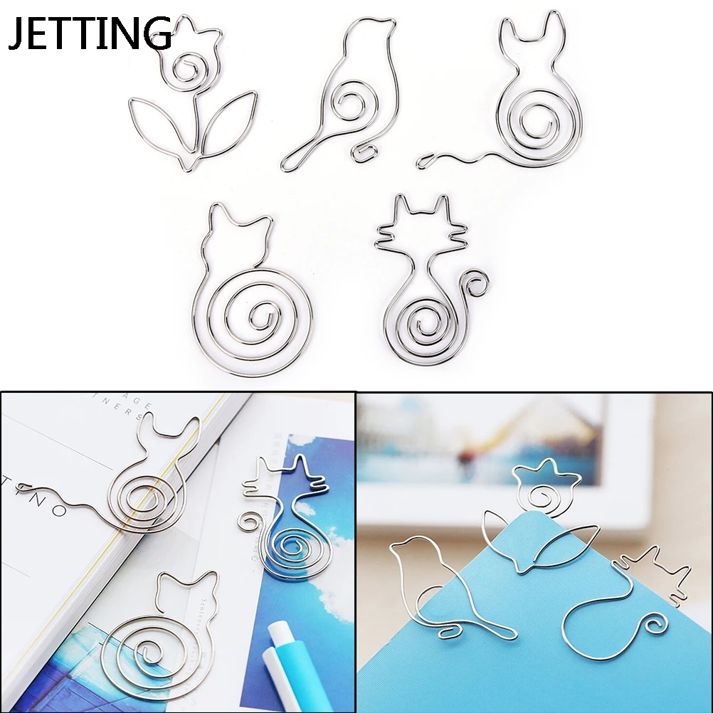 JETTING 2pcs Kawaii Cute Hollow Out Flower Bird Cat Metal Bookmark Paper Clip School Office Escolar Papelaria Gift Stationery