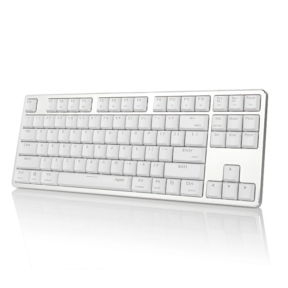 

Rapoo MT500 Extra-Thin Mechanical Keyboard Snow White Backlit USB Removable Design Anti-ghosting 87 Keys Red Switches