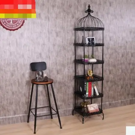 

European Iron Multilayer Floor Vase Display Stand Living Room Bookcase Decoration Decoration Balcony Multi-meat Storage Shelf